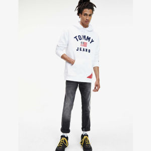 Tommy Jeans pánská bílá mikina s kapucí Americana - XXL (YA2)